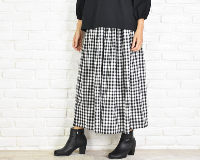 スカート丈が選べる！【再販】ギンガムチェックふんわりギャザー