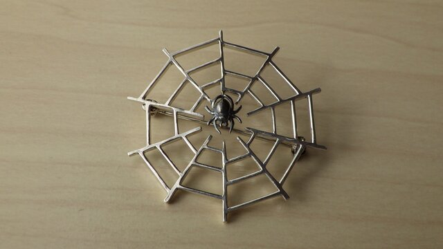 総合ランキング1位 蜘蛛の巣のブローチ:シニアファッション 
