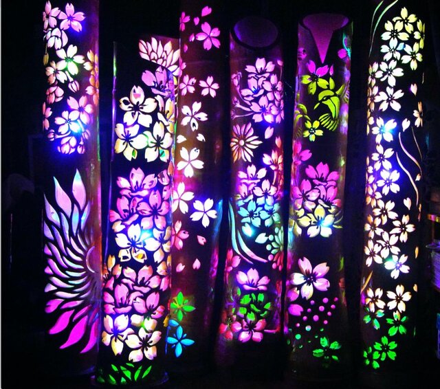 竹灯り　彩シリーズ　〜和花〜　竹灯籠　孟宗竹 竹灯り 彩シリーズ 〜花遊び〜 竹灯籠 孟宗竹