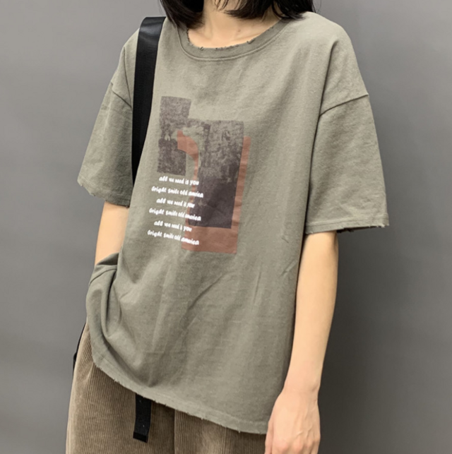 新作 多色 ラウンドネック 半袖Tシャツ レディース シャツ ゆるい 春夏