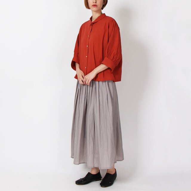 【SALE 30%off】ソフトワッシャーワイドブラウス(オレンジ)