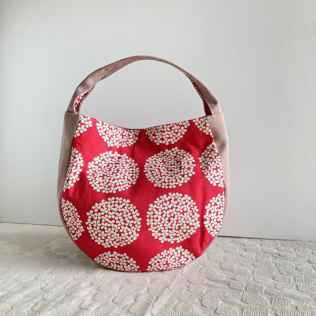 小花柄のワンハンドルカジュアルバッグ（ピンク）