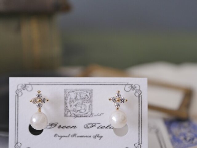 ピアスのようなイヤリング＊お花とパールのイヤリング | iichi 日々の