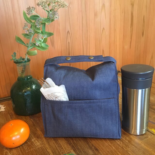 岡山デニム 　保温冷ランチバッグ　　【抗菌　抗ウイルス　手に色が付かない　 】　インディゴ