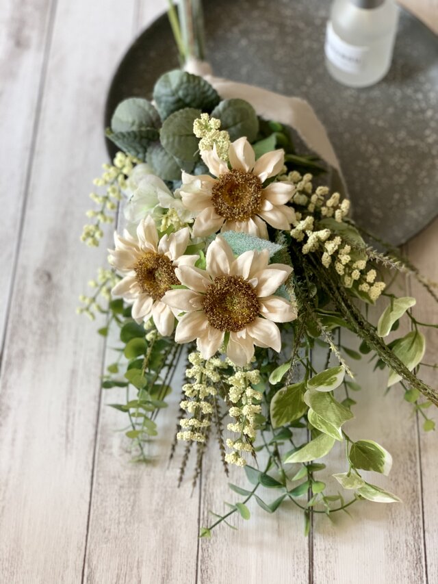 サンフラワーのスワッグ アーティフィシャルフラワー 玄関 インテリア