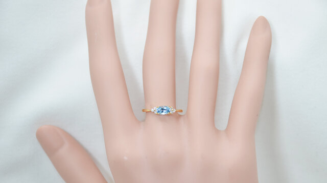 K18YG アクアマリン リング K18 サンタマリア アクアマリン ダイヤ リング BX006600 | iichi 日々