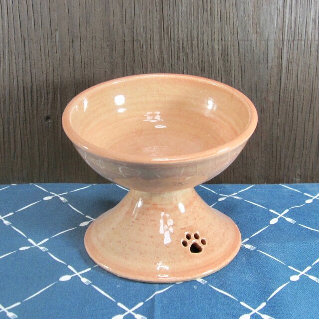 陶器 ペット用エサ入れ　スライド深型・オレンジ【210302】