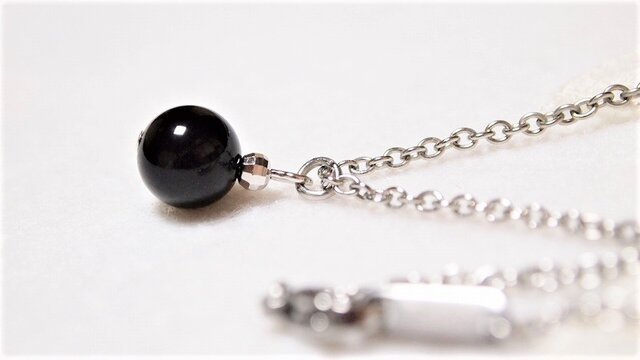 40cm～ 不幸を寄せ付けないお守り* モリオン(黒水晶)のシンプル一粒