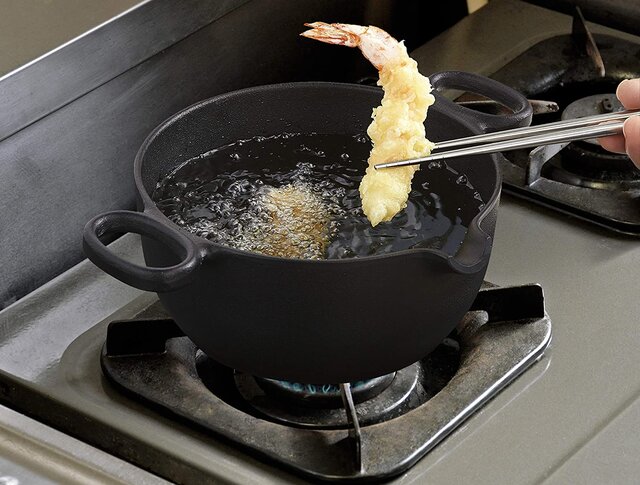 南部鉄器 鉄鍋 天ぷら鍋 揚げ物鍋17cm 日本製 ガス・100V/200V IH対応