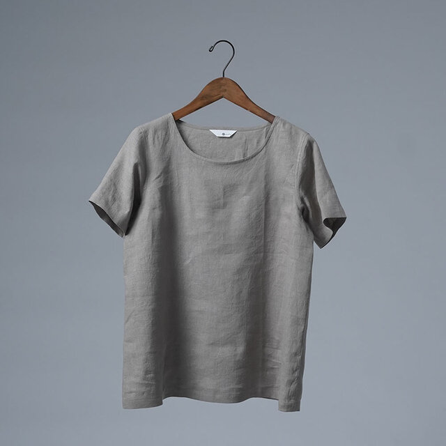 Mサイズ】【wafu】ふわっと 軽くやさしい 雅亜麻 Linen Top リネンT