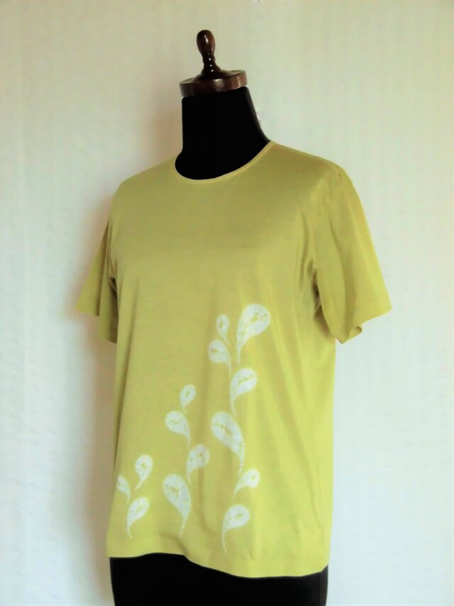 メール便全国送料無料 草花模様の絞り染めtシャツ 黄緑 時間指定不可 Pasadenaperiodontics Com