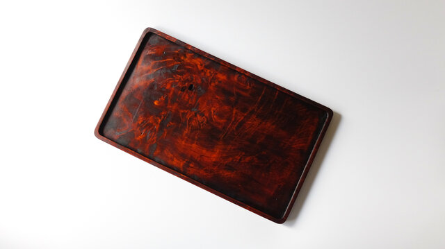 手掘りトレー　拭き漆 手掘りトレー 拭き漆