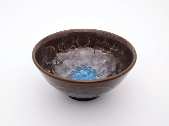 亜鉛結晶釉 盃 黒土(青)の画像1枚目