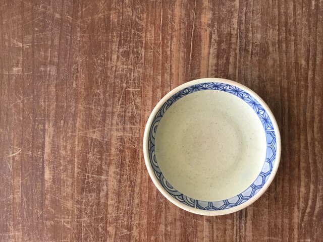 4寸皿 染付幾何紋の画像1枚目