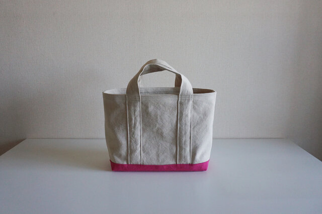 TOTE BAG -bicolor- (M) / ecru × pinkの画像1枚目