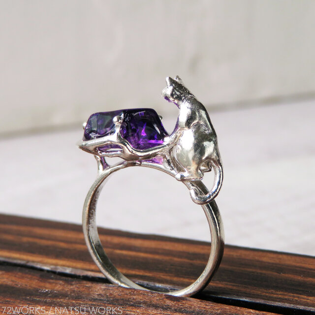 アメシストと猫 リング ＊ Amethyst & Cat Ring-