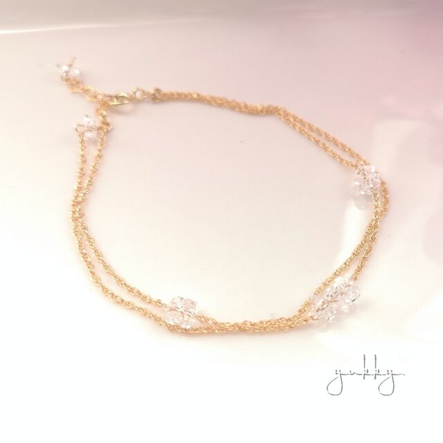 宝石質クリスタルAAA✽2連14kgfブレスレット