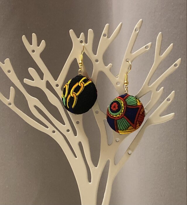 まんまるピアス〜スカーフ柄c