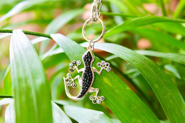 受注制作】再販×③ 漆黒のトカゲのバッグチャーム | iichi 日々の