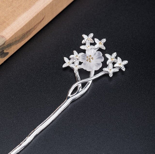 受注制作＞ムラサキハシドイのかんざし 簪 水晶 シルバー K011 | iichi