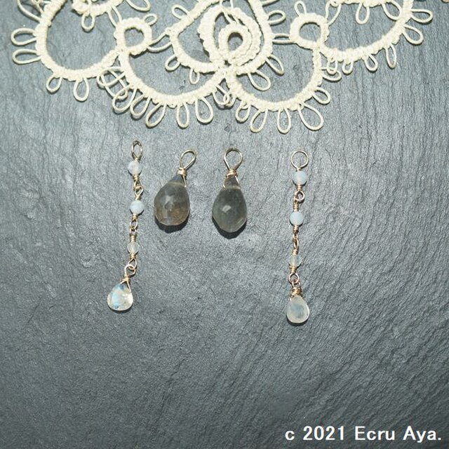 *予知*ラブラドライトの2wayピアスチャーム