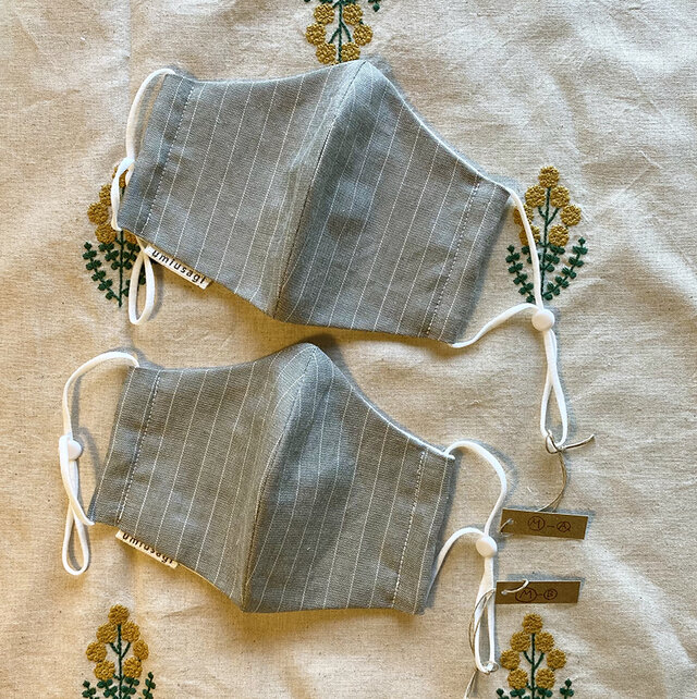 SALE  エアーマスク　アッシュグレー・ストライプ