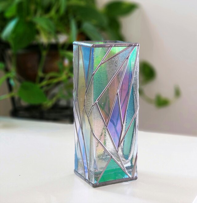 置物送料無料 作家サインあり、現代アート個性的ガラス花瓶 高さ22.5