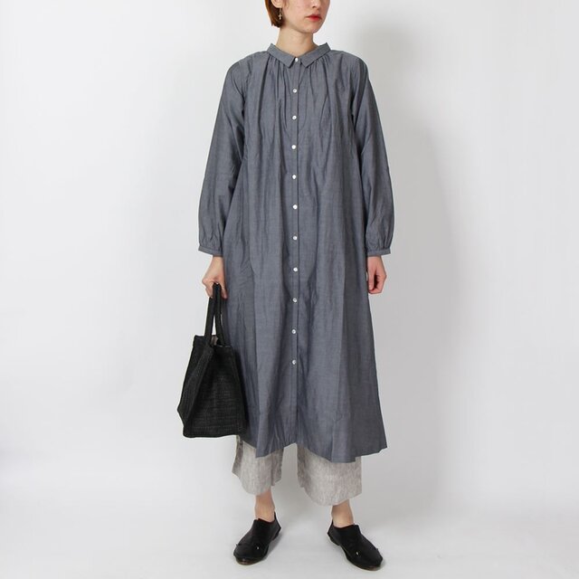 ライトオックスシャツワンピース(グレー)