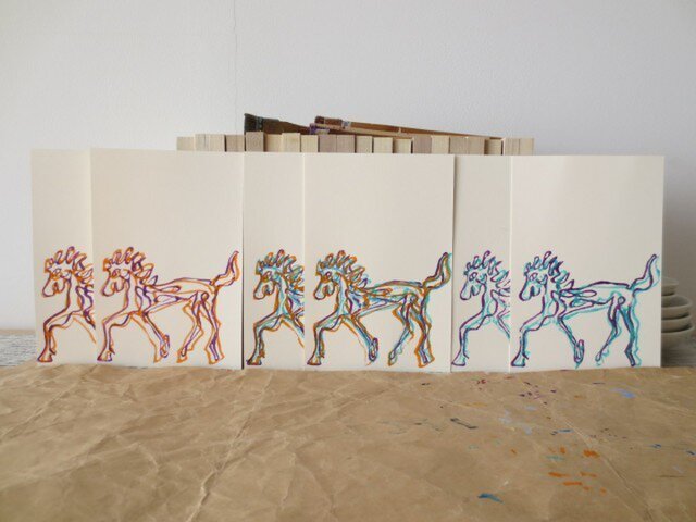 年賀状2014 Line Horse 3色6枚セットの画像1枚目