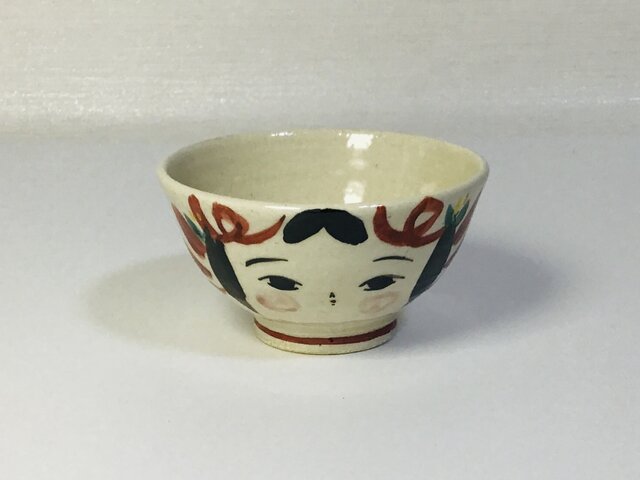 ⒑ 小さいこけし飯碗 お花の画像1枚目