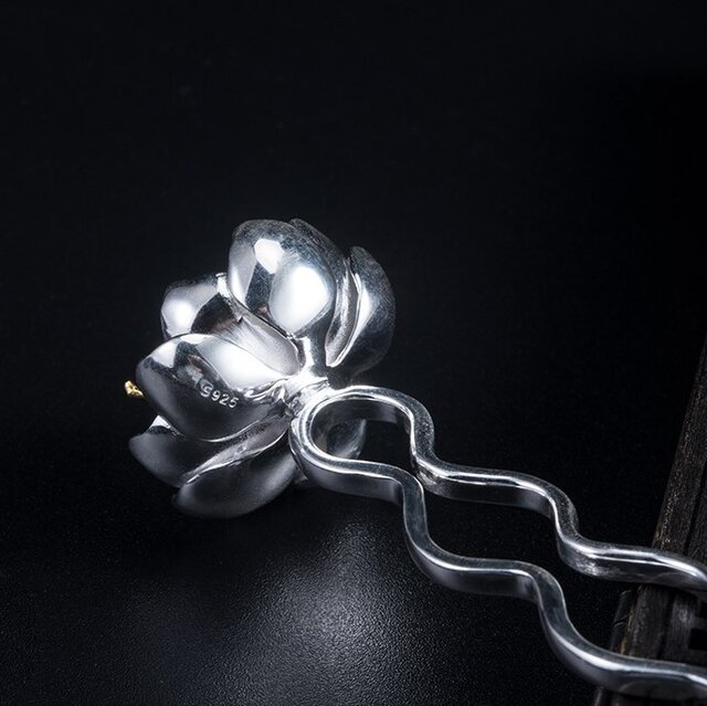 受注制作＞蓮の花のかんざし ハス はす シルバー K014 | iichi