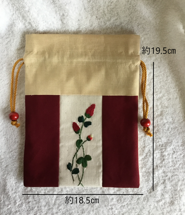 花刺繍の巾着 ～ストロベリーキャンドル～ | iichi ハンドメイド