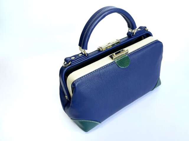 本革ハンドバッグ ドクターバッグ インディゴブルー Corto コルト Iichi ハンドメイド クラフト作品 手仕事品の通販