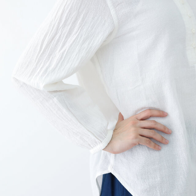 Tomo 』 オールシーズン コットン100% ガーゼ素材 チュニックシャツ 白 | iichi ハンドメイド・クラフト作品・手仕事品の通販