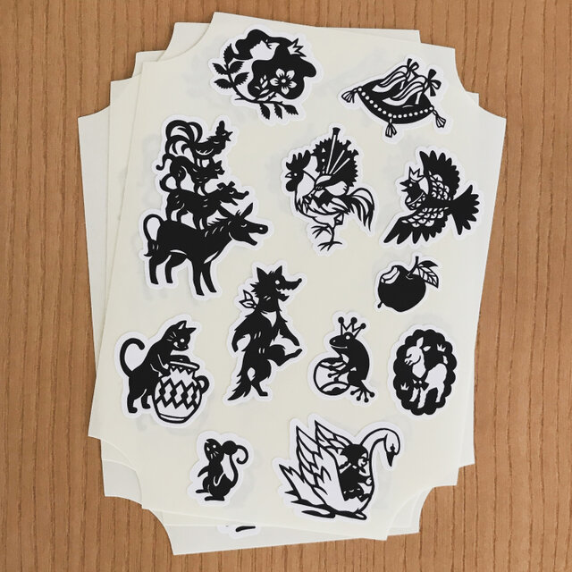 切り絵のグリム童話シール 3sheetの画像1枚目