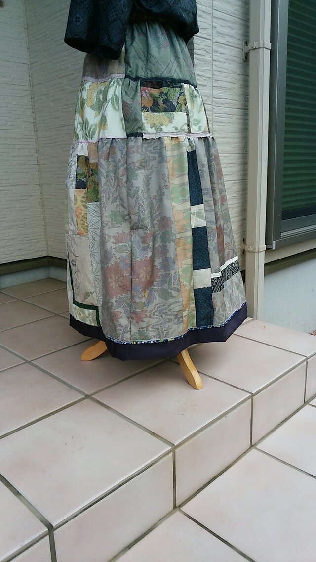 着物リメイク 夏の装い エレガントスカート 裏付き 一点品の画像1枚目
