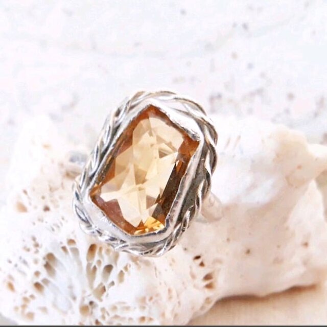 【12号】citrine ring silver925