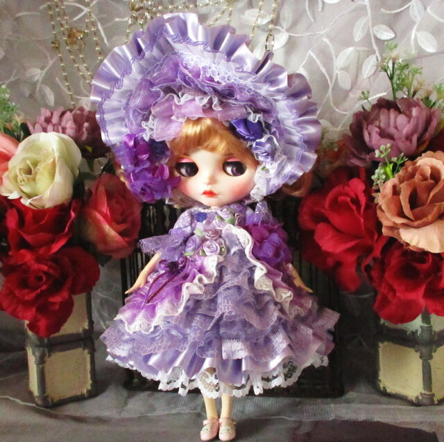 ロリータロマンス 幻の湖畔に舞い降りたレイニーバイオレットのフリルドールドレス ロリータロマンス モーブフェアリー バイオレットフリルの