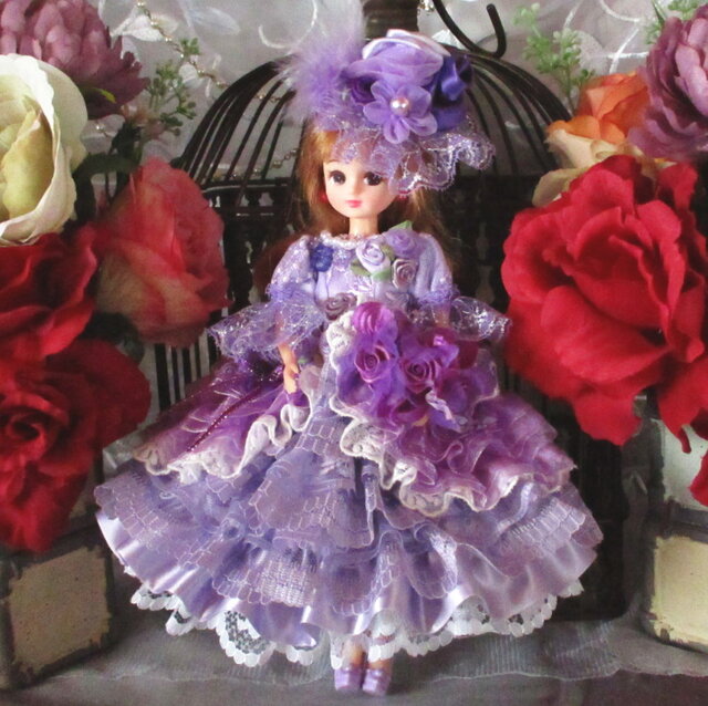 ロリータロマンス 幻の湖畔に舞い降りたレイニーバイオレットのフリルドールドレス ロリータロマンス モーブフェアリー バイオレットフリルのボリューミー
