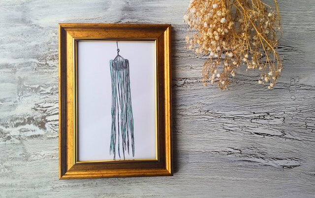 額装イラスト「観葉植物1」原画・壁掛け・独立スタンド付き | iichi