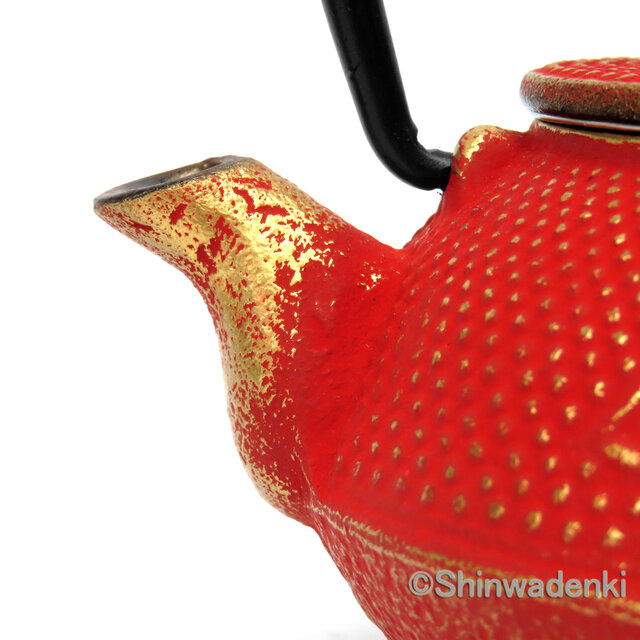 お取り寄せ】南部鉄器 ティーポット 急須 中尊寺 金/赤 0.3L 日本製