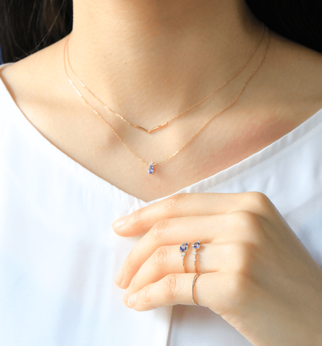 K18 タンザナイト＆ダイヤモンドのネックレス ~Ello Lilas~ 12月誕生石 ...