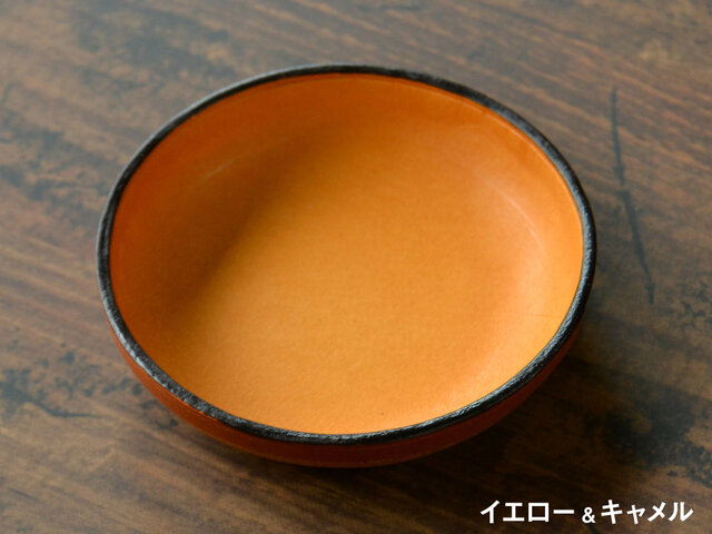 小さなレザートレイ(イエロー&キャメル)の画像1枚目