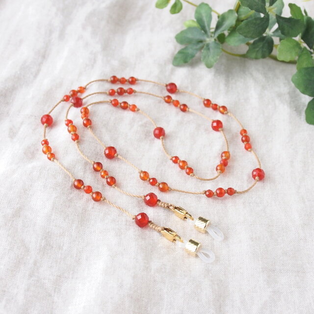 Glasses Strap（レッドアゲート×カーネリアン）