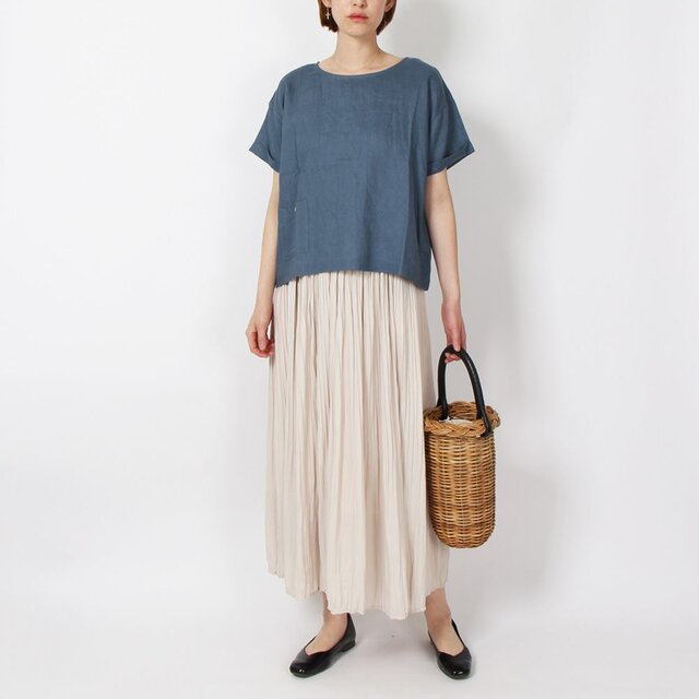 【SALE 30%off】リネンポケットプルオーバー(ダルブルー)