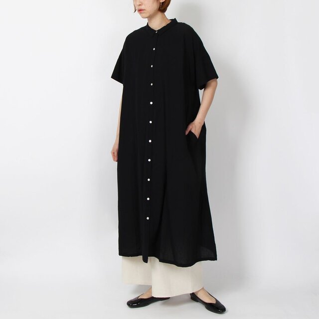 ◆【SALE 30%off】コットンシャツワンピース(ブラック）