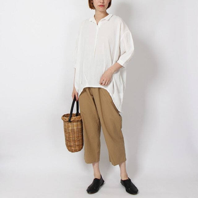 コットンプルオーバーシャツ(オフホワイト）