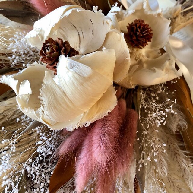 星月猫 パンパスグラスとココフラワーのピンクスワッグ ドライフラワー 花束 Iichi ハンドメイド クラフト作品 手仕事品の通販