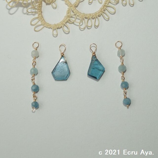 *希望*ロンドンブルートパーズの2wayピアスチャーム