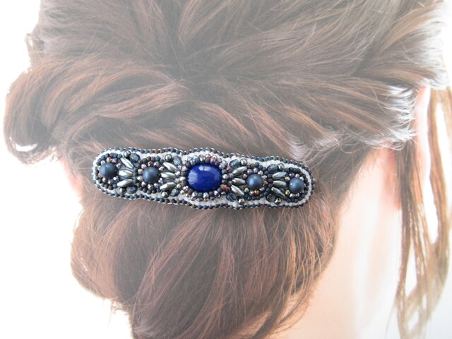 Hair accessory バレッタ ビーズ刺繍 (K1032)の画像1枚目